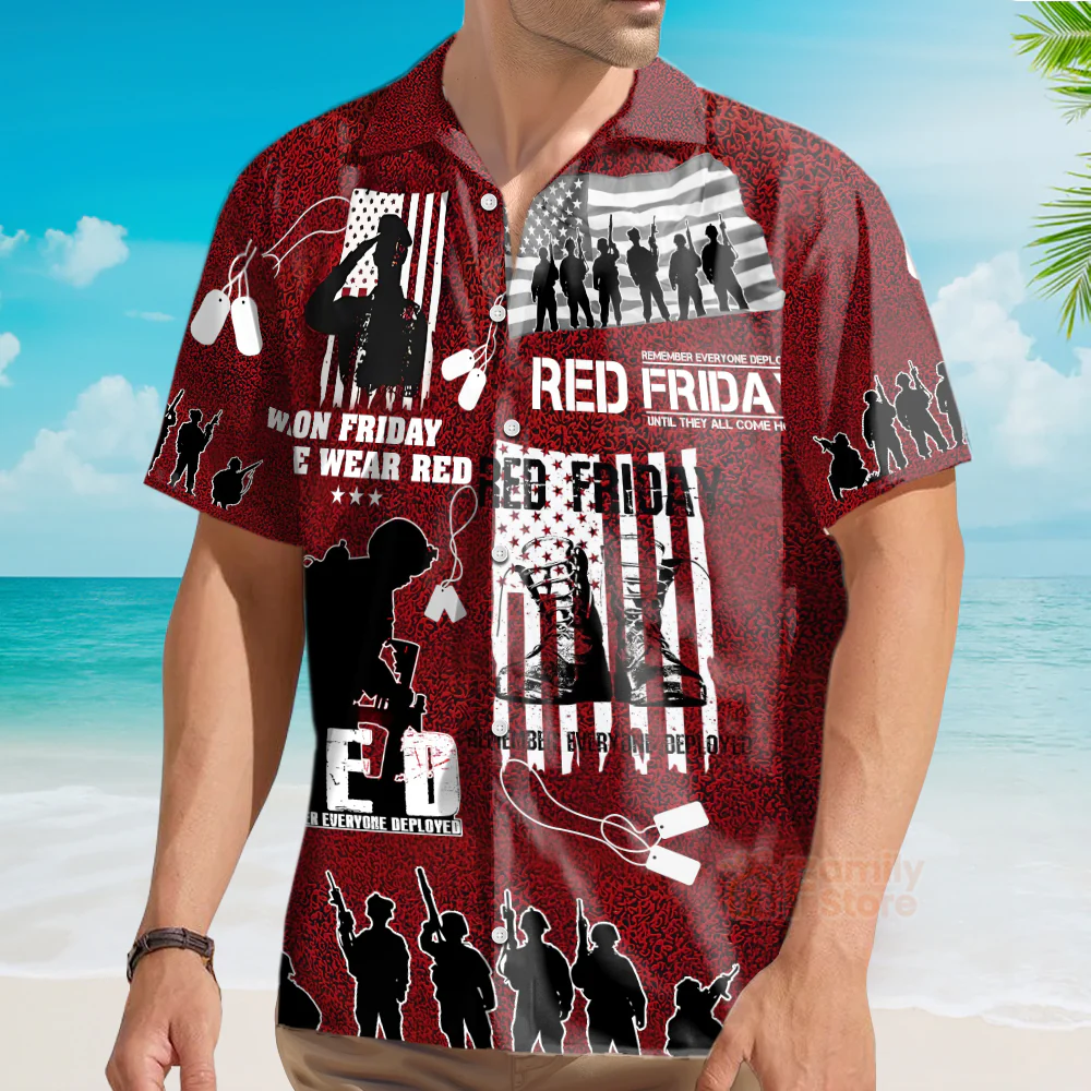 Veteran Red Friday With Boots - Hawaiian Shirt - Image 3