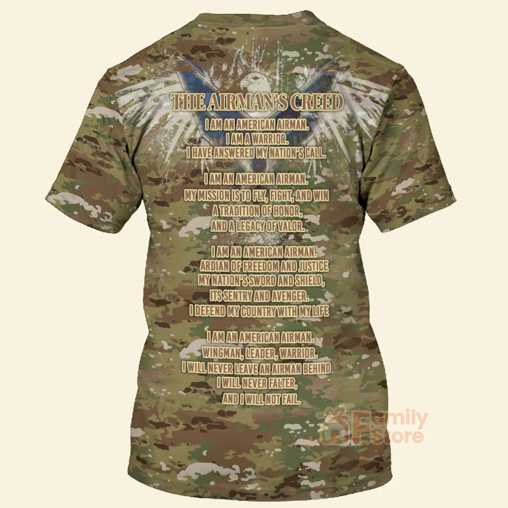 Personalized Veteran US Air Force Airman's Creed 3D T-shirt - Image 3