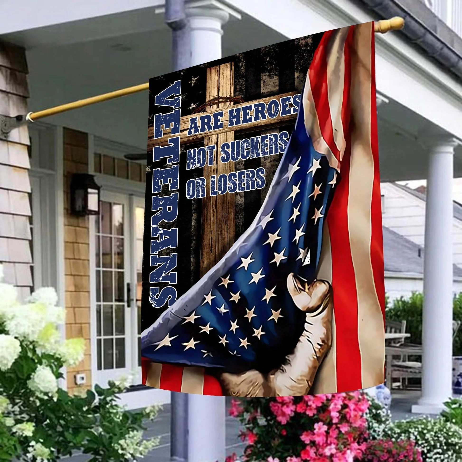 Veterans Are Heroes Not Suckers Or Losers Flag - Gift For Veteran, Patriotic | HN02 - Image 3