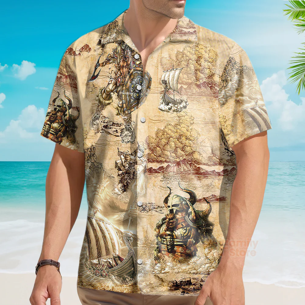 Viking Map War Hawaiian Shirt - Image 3