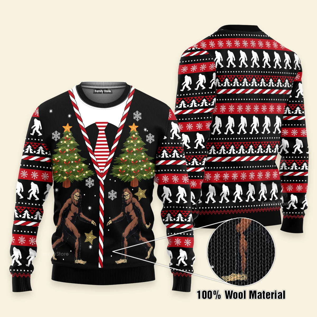 Vintage Bigfoot Funny Ugly Christmas Sweater For Men And Women - Image 4