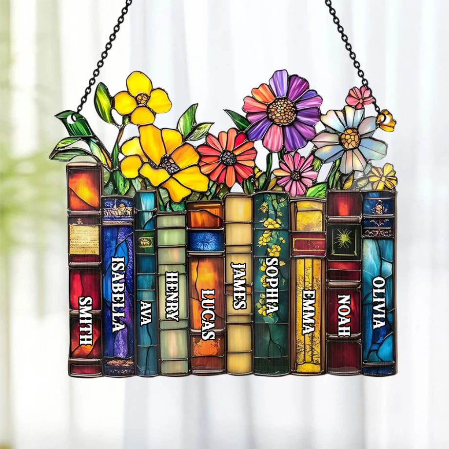 Vintage Flower Book - Personalized Window Hanging Suncatcher - Gift For Her, Readers | HH01 - Image 3