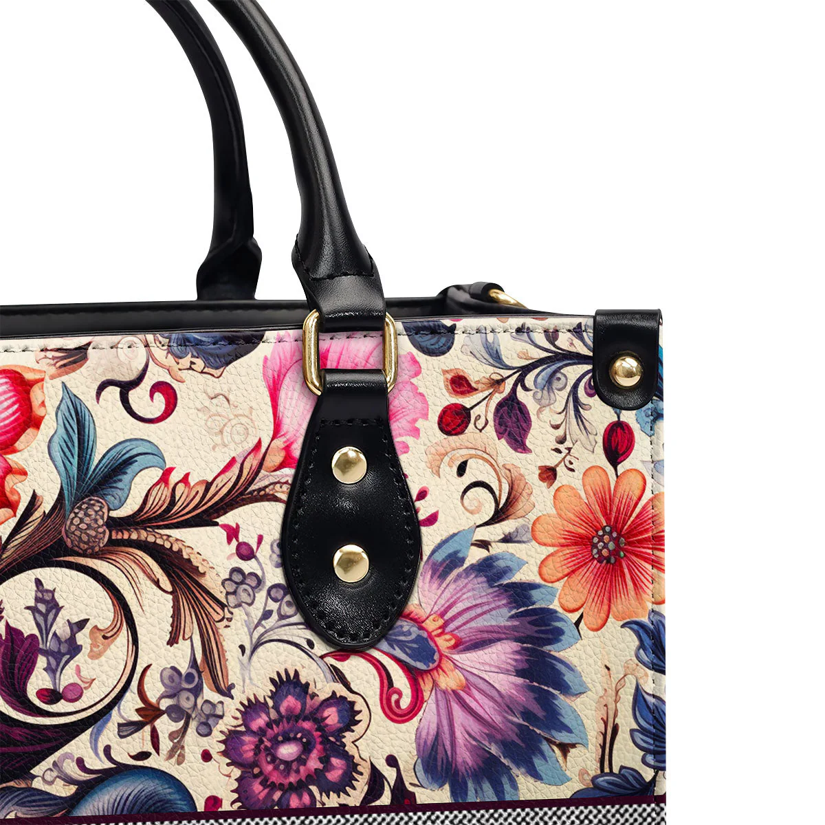 Vintage Monogram Boho Floral - Personalized Leather Handbag - Elegant Gift For Her HD95 - Image 8