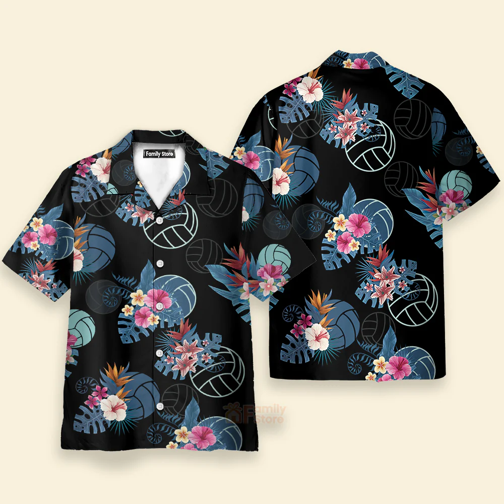 Volleyball Tropical Black Aloha Hawaiian Shirts For Men & Women - Image 2