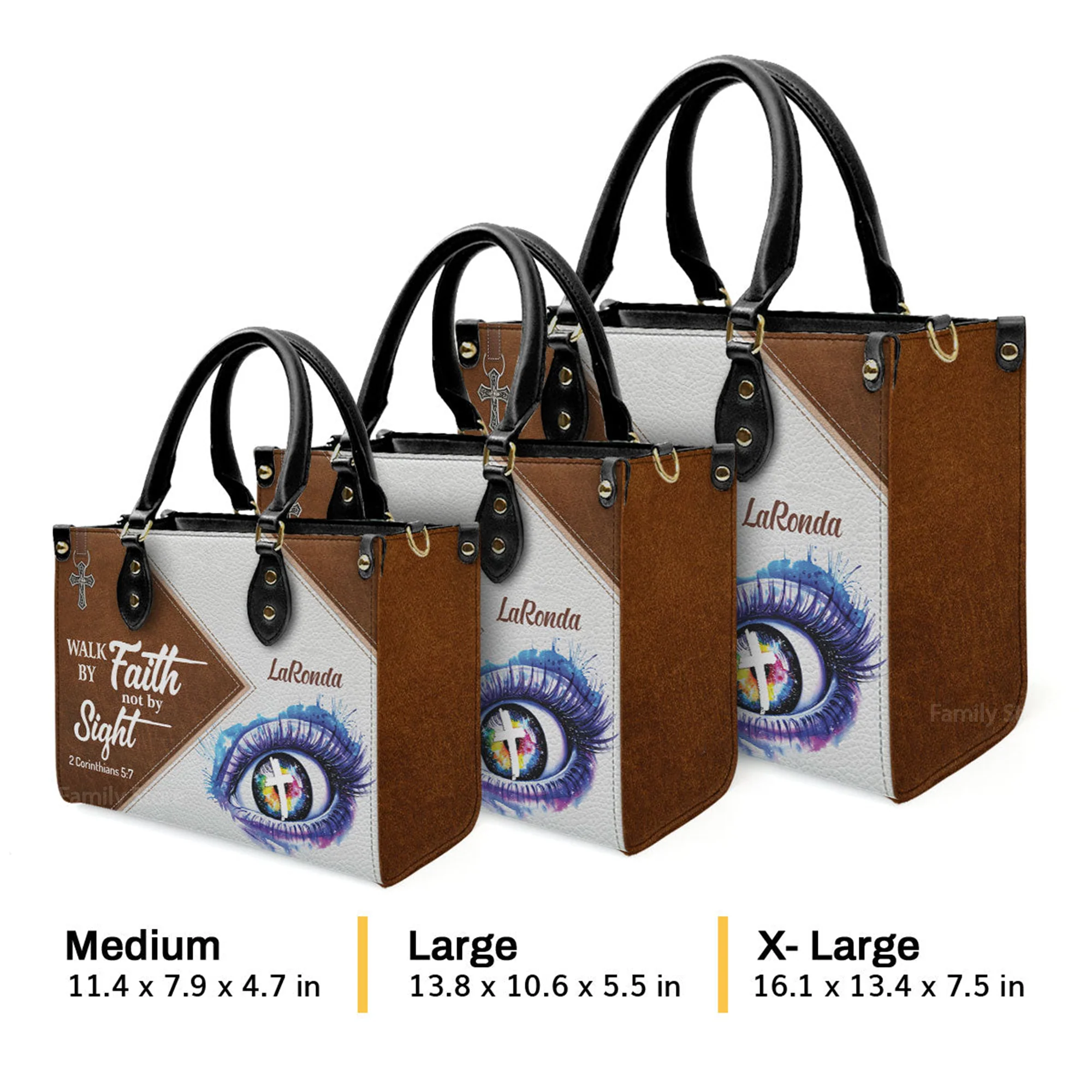 Walk By Faith, Not By Sight - Awesome Personalized Leather Handbag - AT4081427 - Image 4