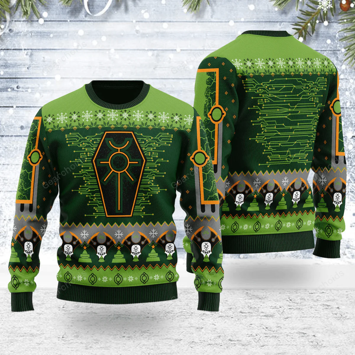 Warhammer Nefarious Necron Iconic - Ugly Christmas Sweater - Image 3