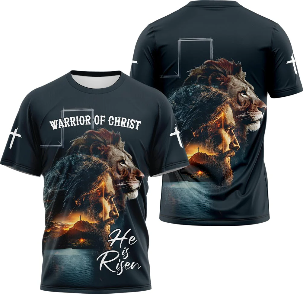 Warrior of Christ He is Risen 3D TShirt - Image 3