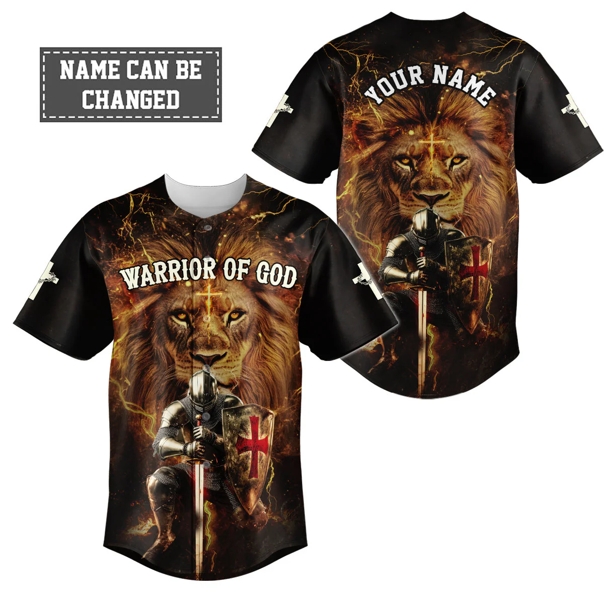 Warrior Of God Divine Crusader Custom Name Baseball Jersey - Christant Gift For Him
