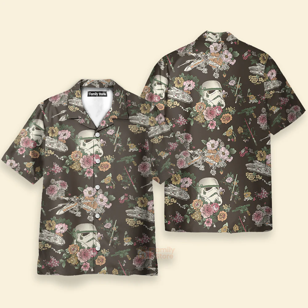 Stwa Stormtrooper Flower Vintage Hawaiian Shirt - Image 3