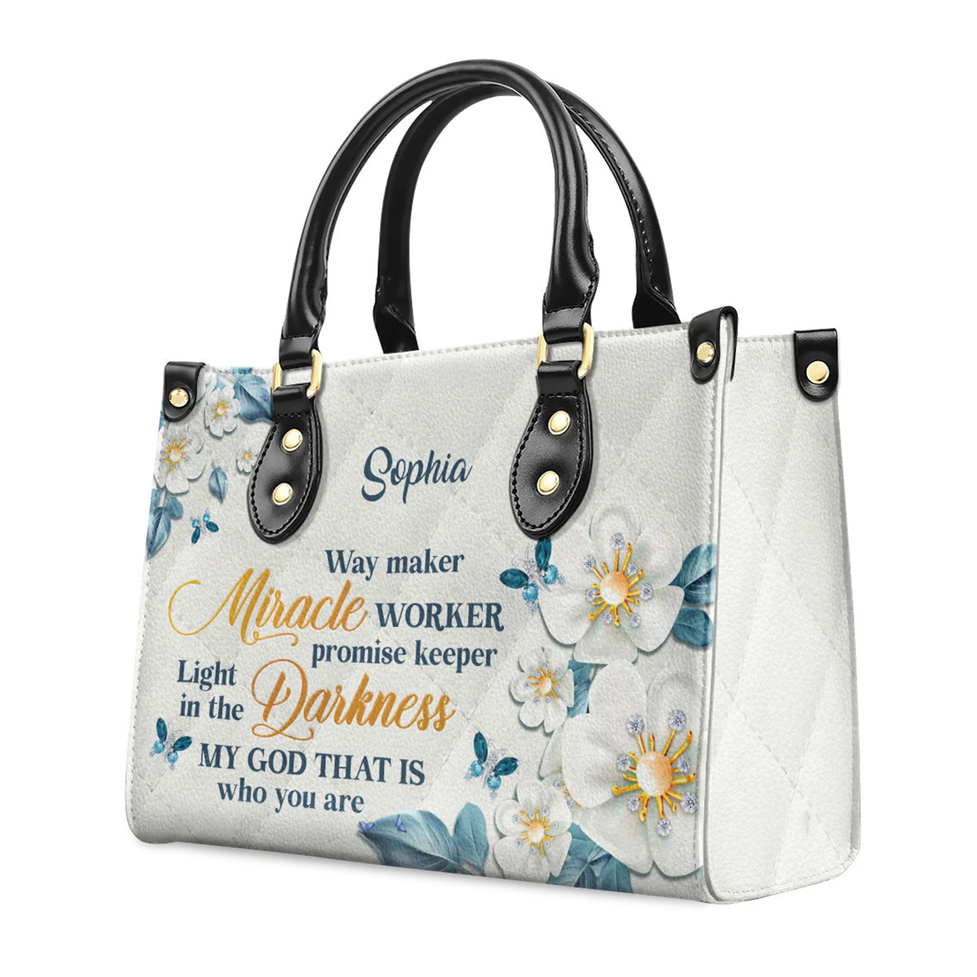 Way Maker And Miracle Worker - Personalized Leather Handbag With Handle - AT4080601 - Image 3
