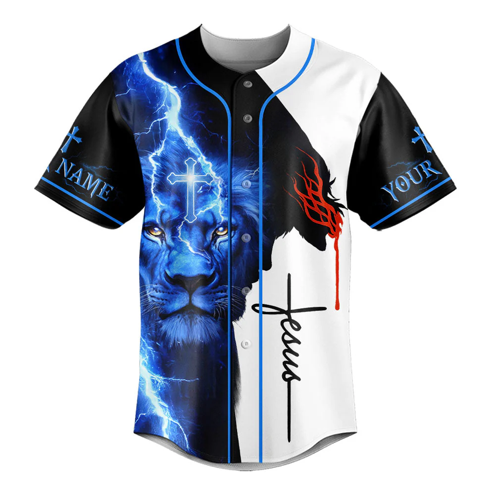 Way Maker Lion Cross Custom Name Baseball Jersey - Christant Gift For Him - Image 2
