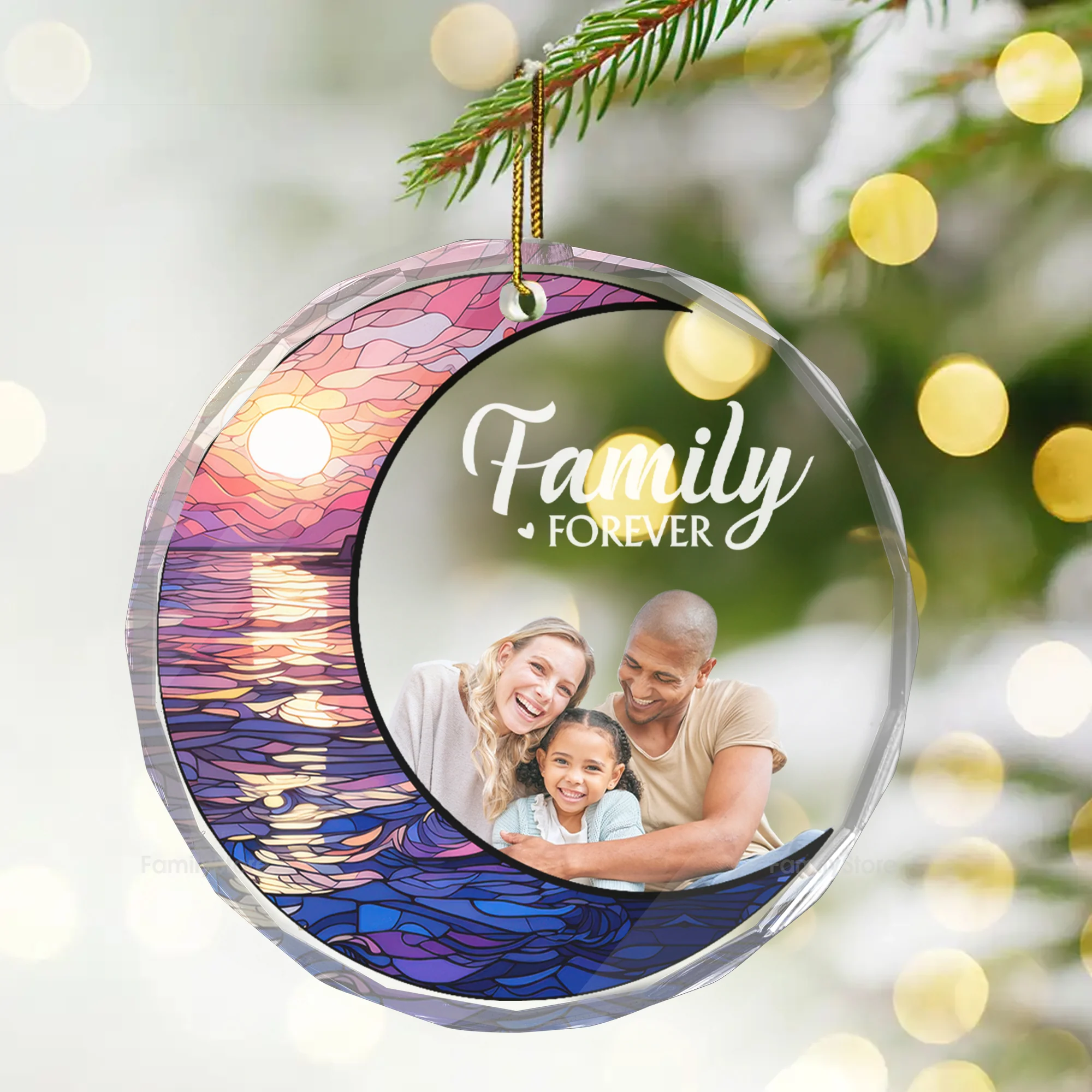 We Are A Family Forever- Gift For Family Persionalized Glass Ornament NA94 - Image 2