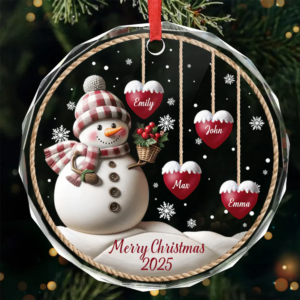 We Are A Snowman Family - Gift For Family Members, Friends - Personalized Glass Ornament - NA94