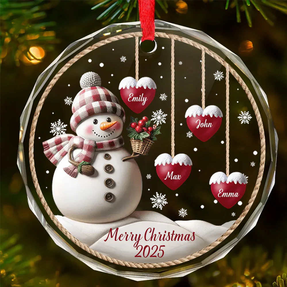We Are A Snowman Family - Gift For Family Members, Friends - Personalized Glass Ornament - NA94 - Image 3