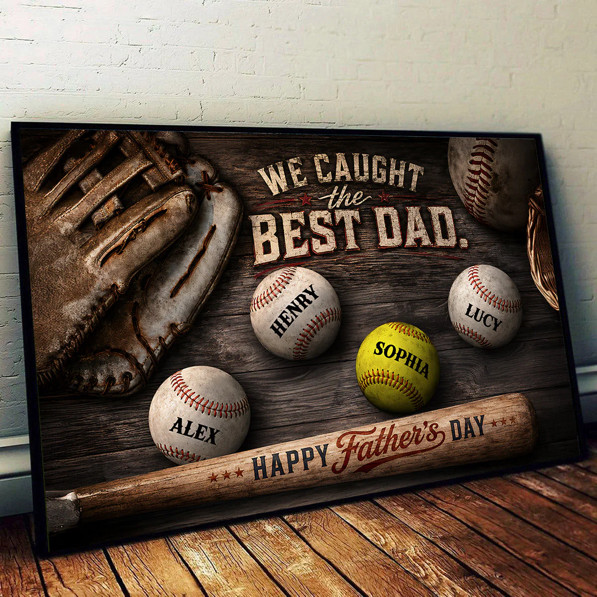 We Caught The Best Dad Baseball - Personalized Poster Canvas - Gift For Dad - Image 2