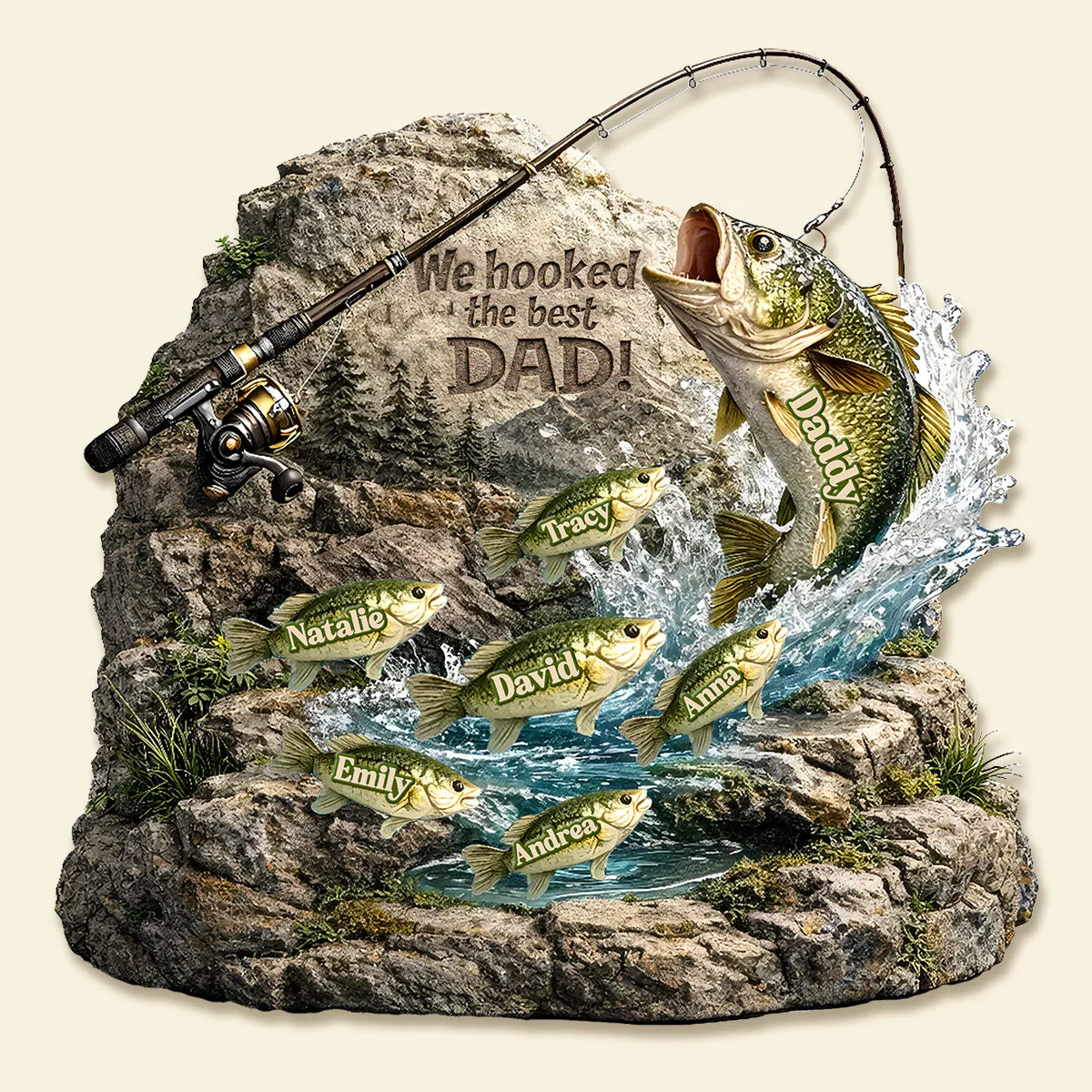 We Hooked The Best Daddy - Personalized Shape Acrylic Plaque - Gift For Dad, Grandpa, Fishing Lover - HN02