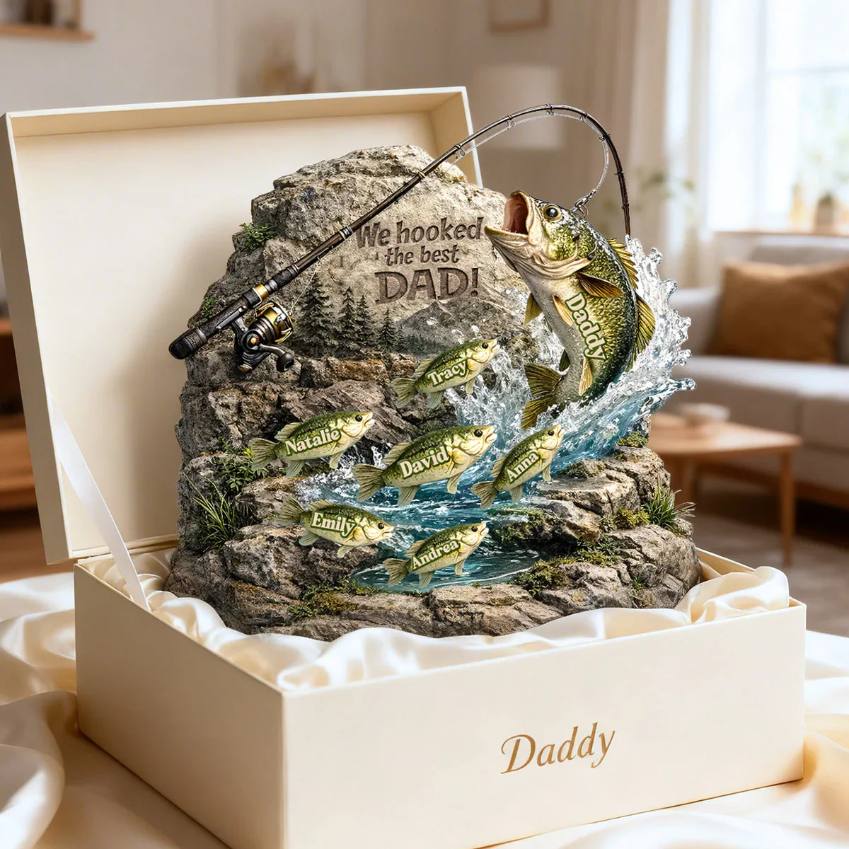 We Hooked The Best Daddy - Personalized Shape Acrylic Plaque - Gift For Dad, Grandpa, Fishing Lover - HN02 - Image 2