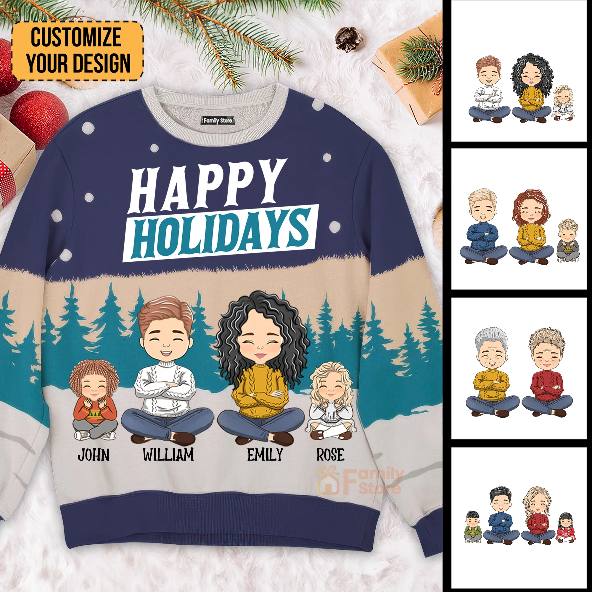 We Love The Christmas Family Vacation - Gift For Family Memmber - Personalized Ugly Sweatshirt - CL35 NA94 - Image 2