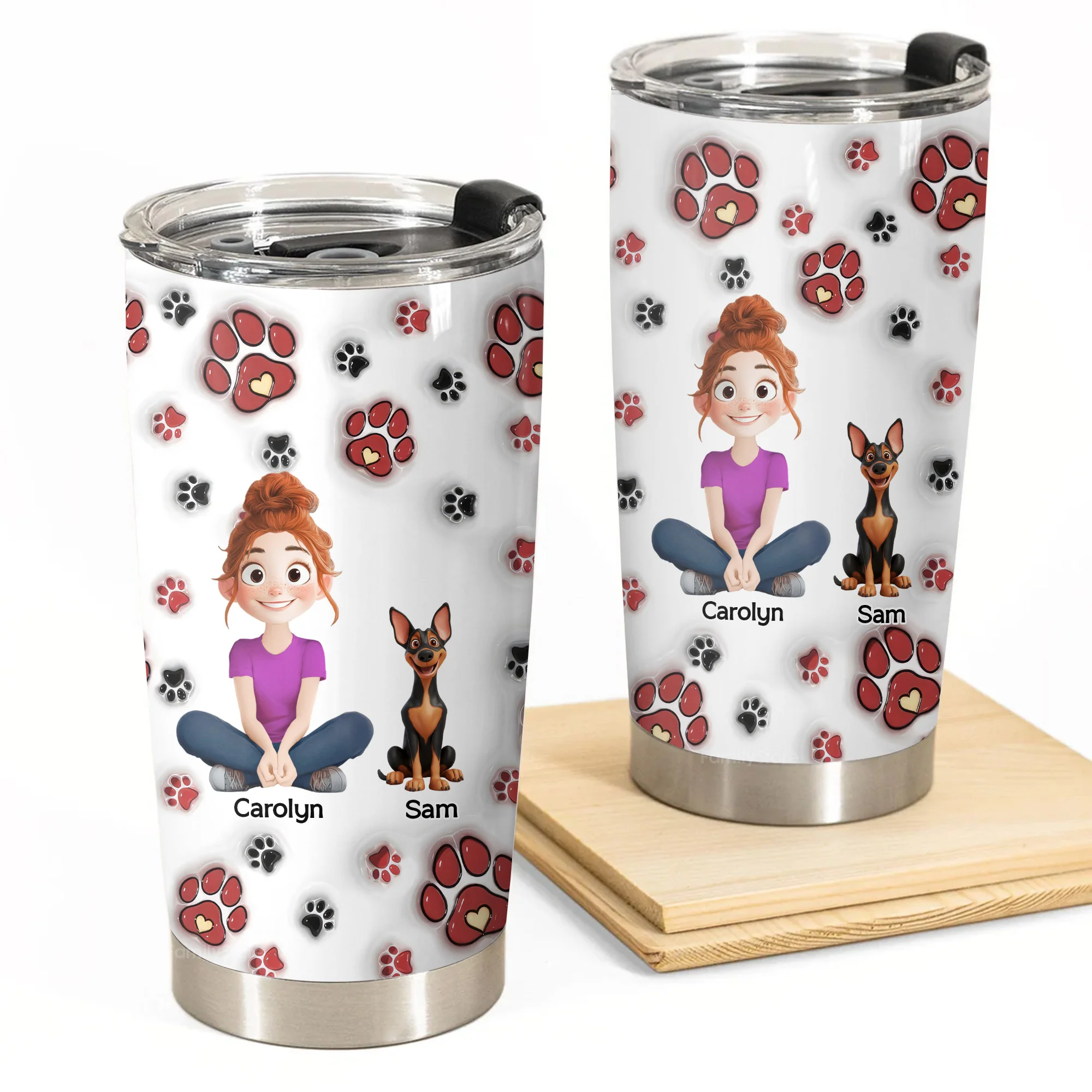 We Love You Mom 3D Inflated Effect Cartoon Dog - Personalized Tumbler Cup - Gift for Pet Owners, Pet Lovers, Dog Mom | CLP15 NH96