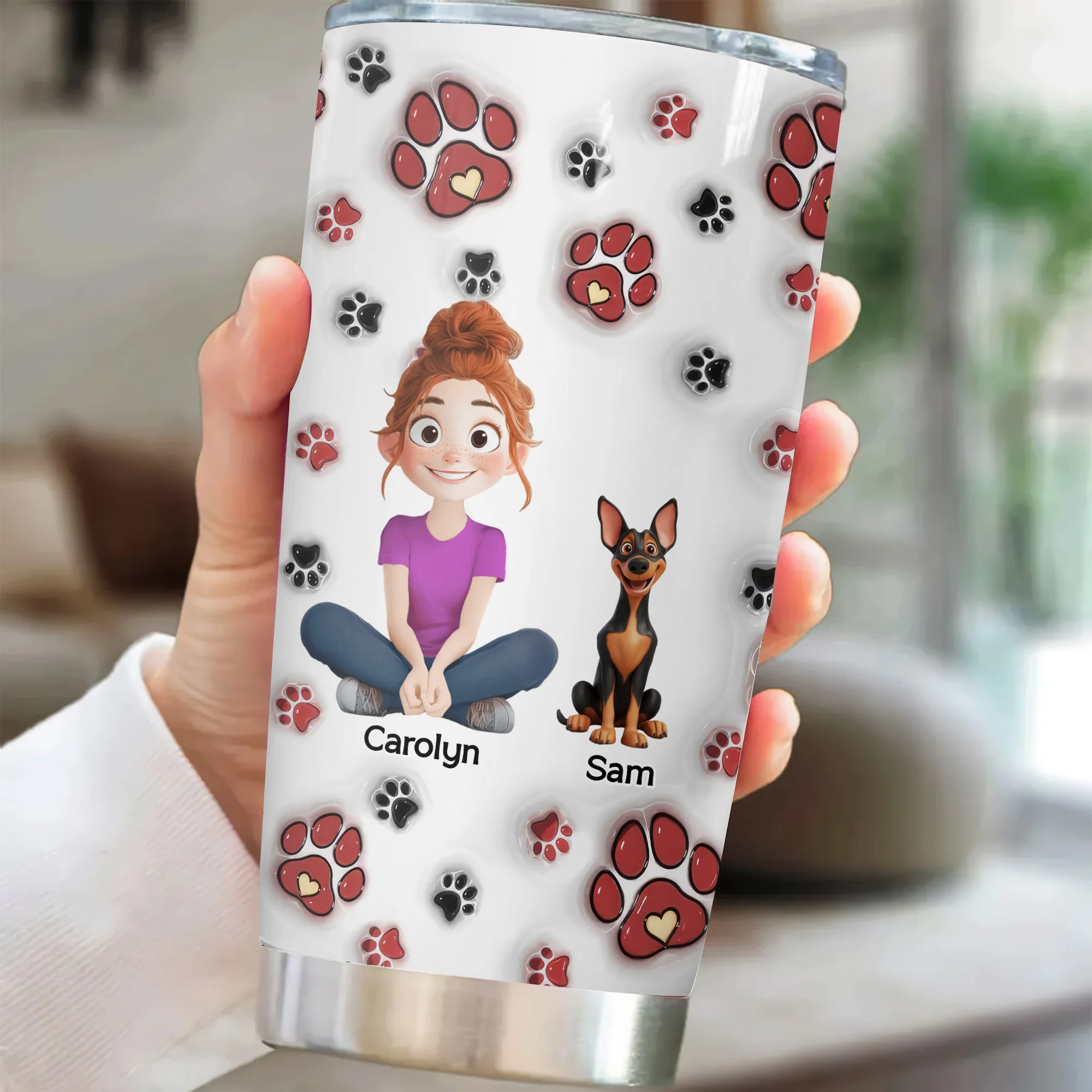 We Love You Mom 3D Inflated Effect Cartoon Dog - Personalized Tumbler Cup - Gift for Pet Owners, Pet Lovers, Dog Mom | CLP15 NH96 - Image 2