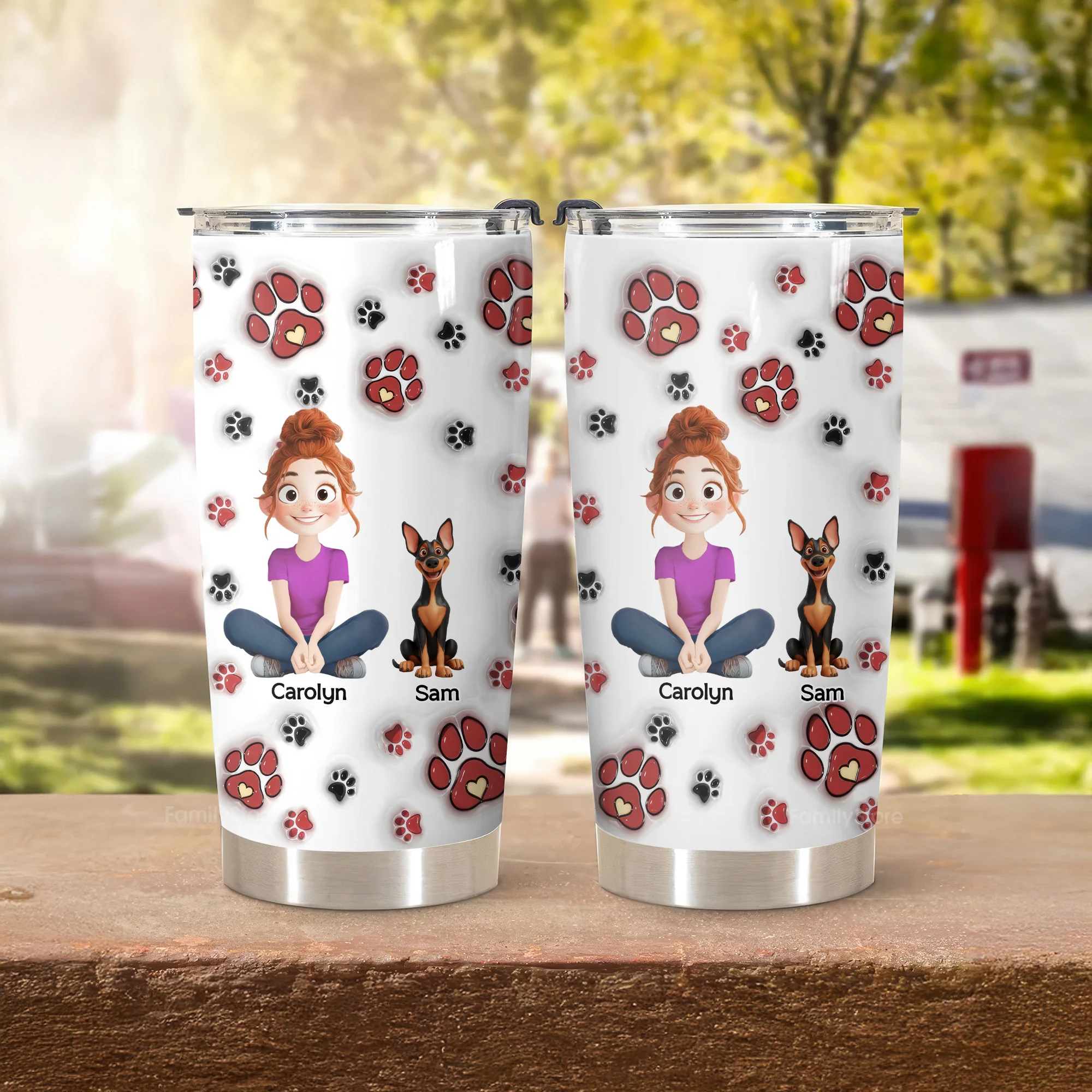 We Love You Mom 3D Inflated Effect Cartoon Dog - Personalized Tumbler Cup - Gift for Pet Owners, Pet Lovers, Dog Mom | CLP15 NH96 - Image 3