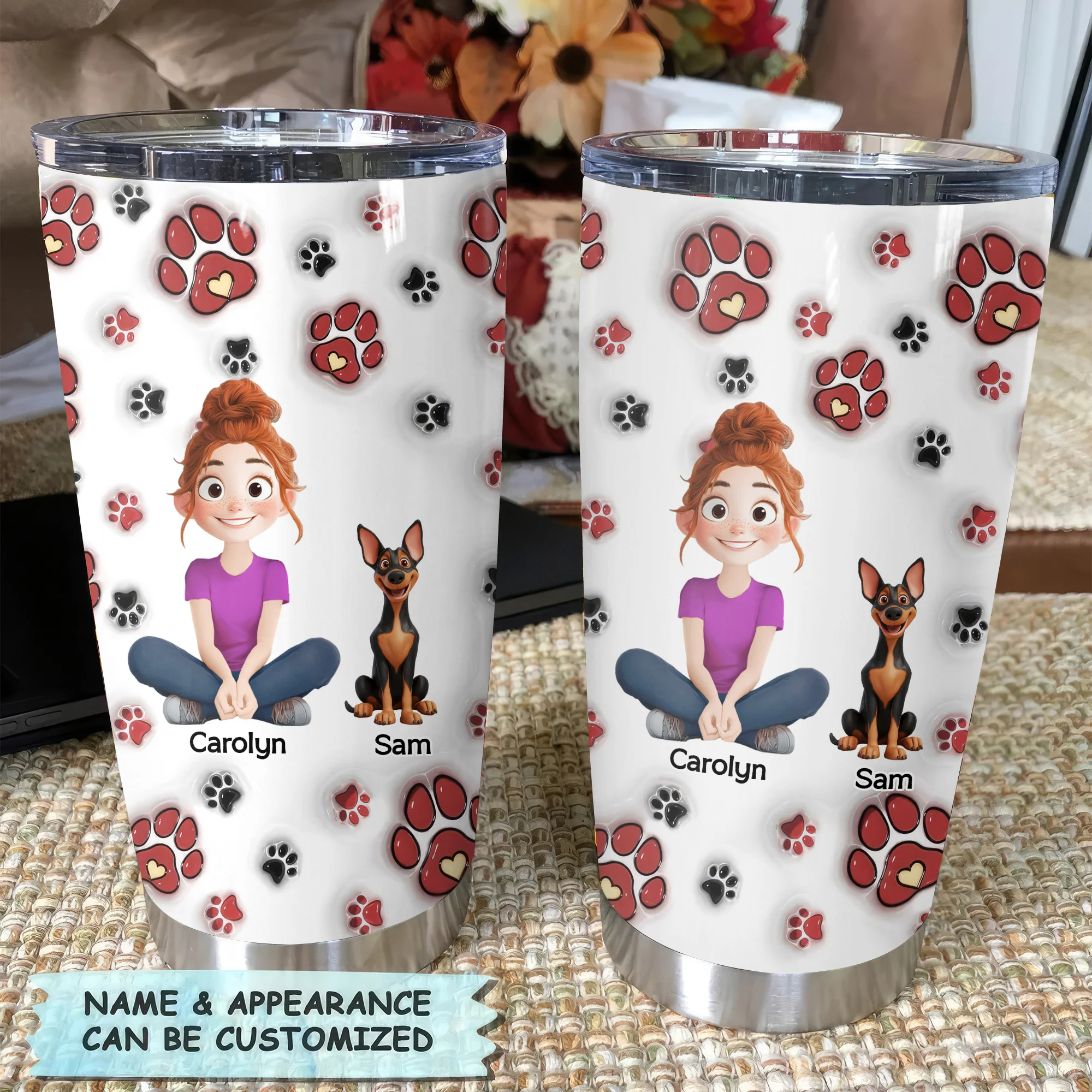 We Love You Mom 3D Inflated Effect Cartoon Dog - Personalized Tumbler Cup - Gift for Pet Owners, Pet Lovers, Dog Mom | CLP15 NH96 - Image 4