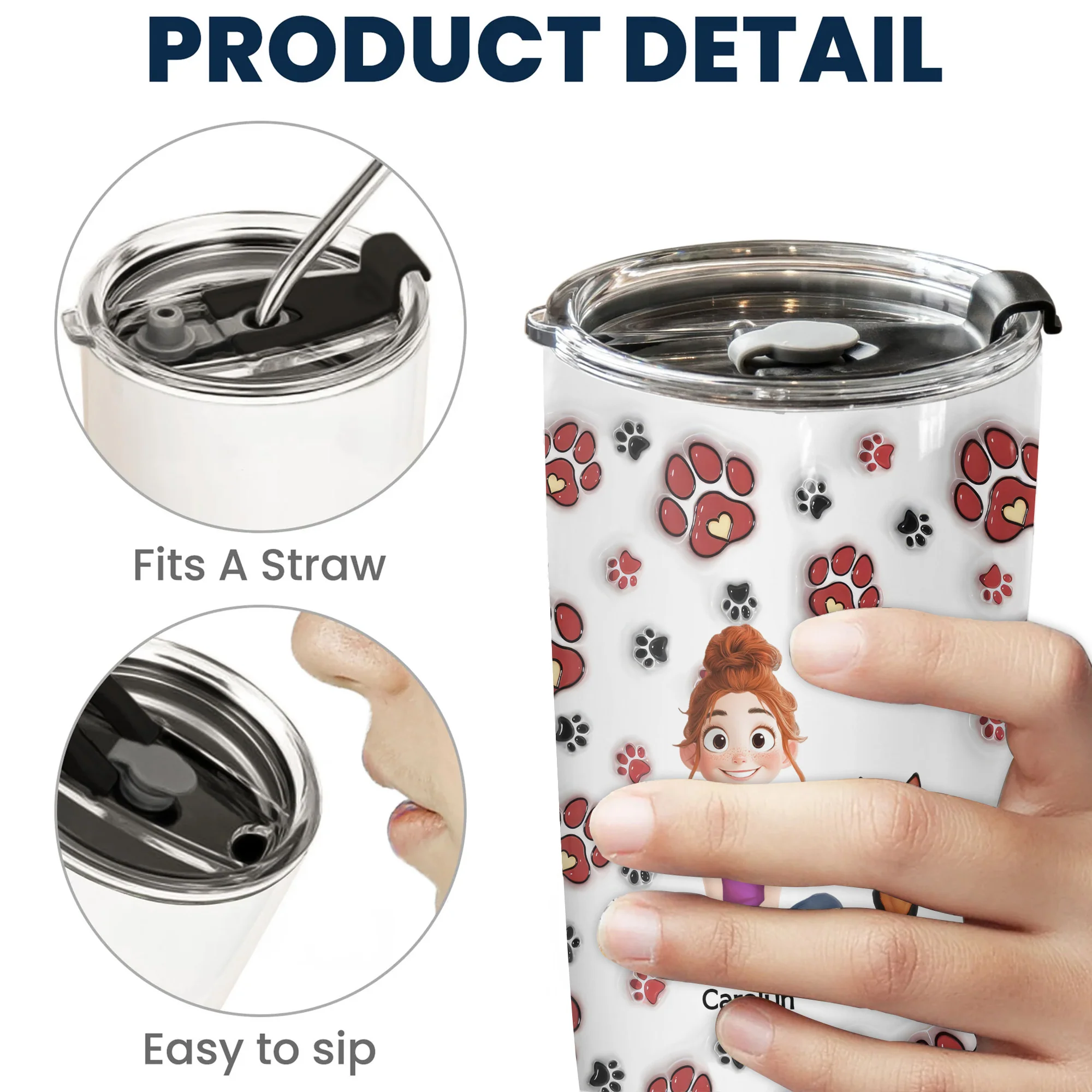 We Love You Mom 3D Inflated Effect Cartoon Dog - Personalized Tumbler Cup - Gift for Pet Owners, Pet Lovers, Dog Mom | CLP15 NH96 - Image 5