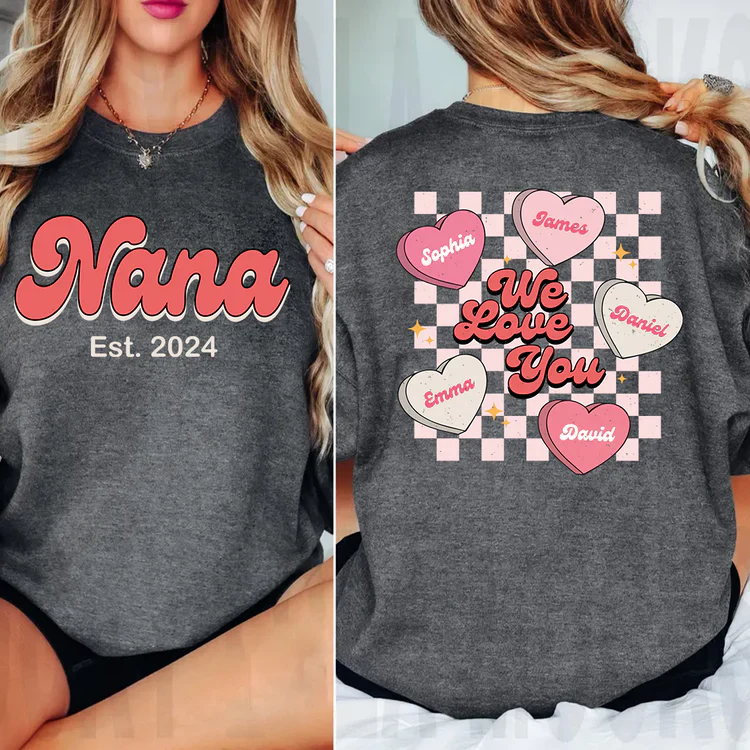 We Love You Nana Est - Personalized Sweatshirt With Design On Sleeve -  Meaningful Gifts For Grandma, Mom, Wife | Custom Sleeve NH96 - Image 3