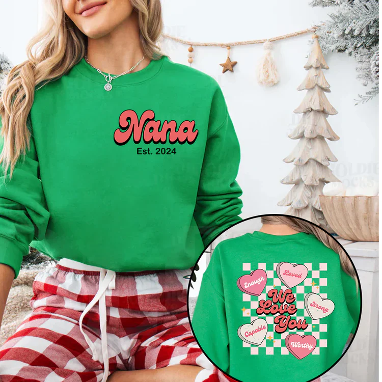 We Love You Nana Est V2 - Personalized Sweatshirt With Design On Sleeve -  Meaningful Gifts For Grandma, Mom, Wife | Custom Sleeve NH96 - Image 8