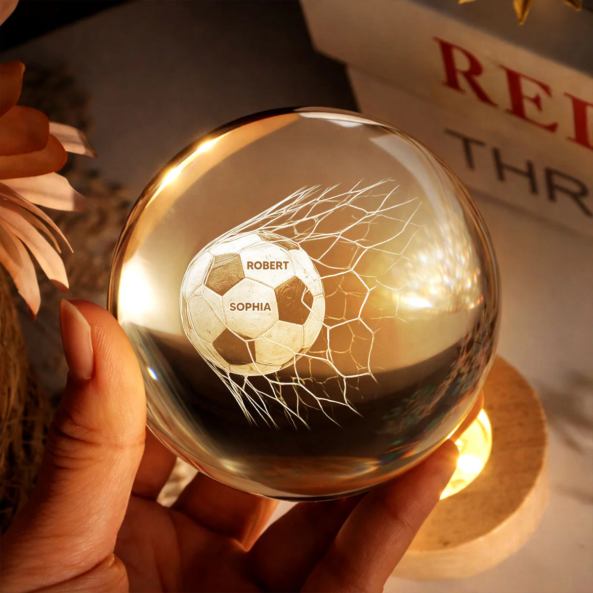 We Scored The Best Dad - Personalized Crystal Globe Lamp - Gift For Soccer Dad - Image 4