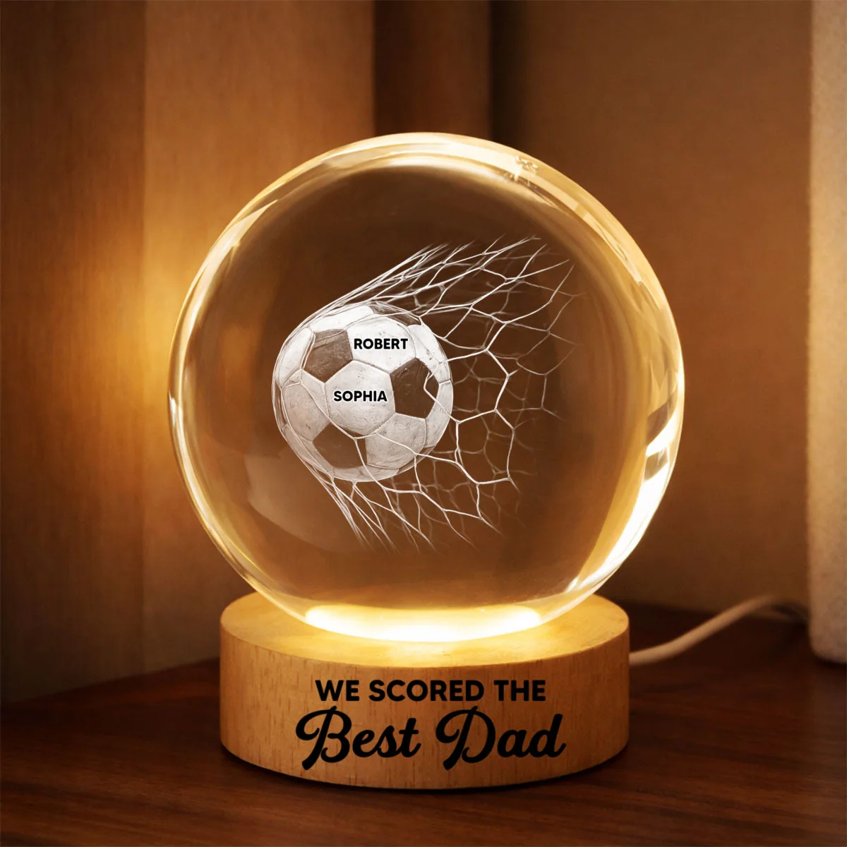 We Scored The Best Dad - Personalized Crystal Globe Lamp - Gift For Soccer Dad - Image 6