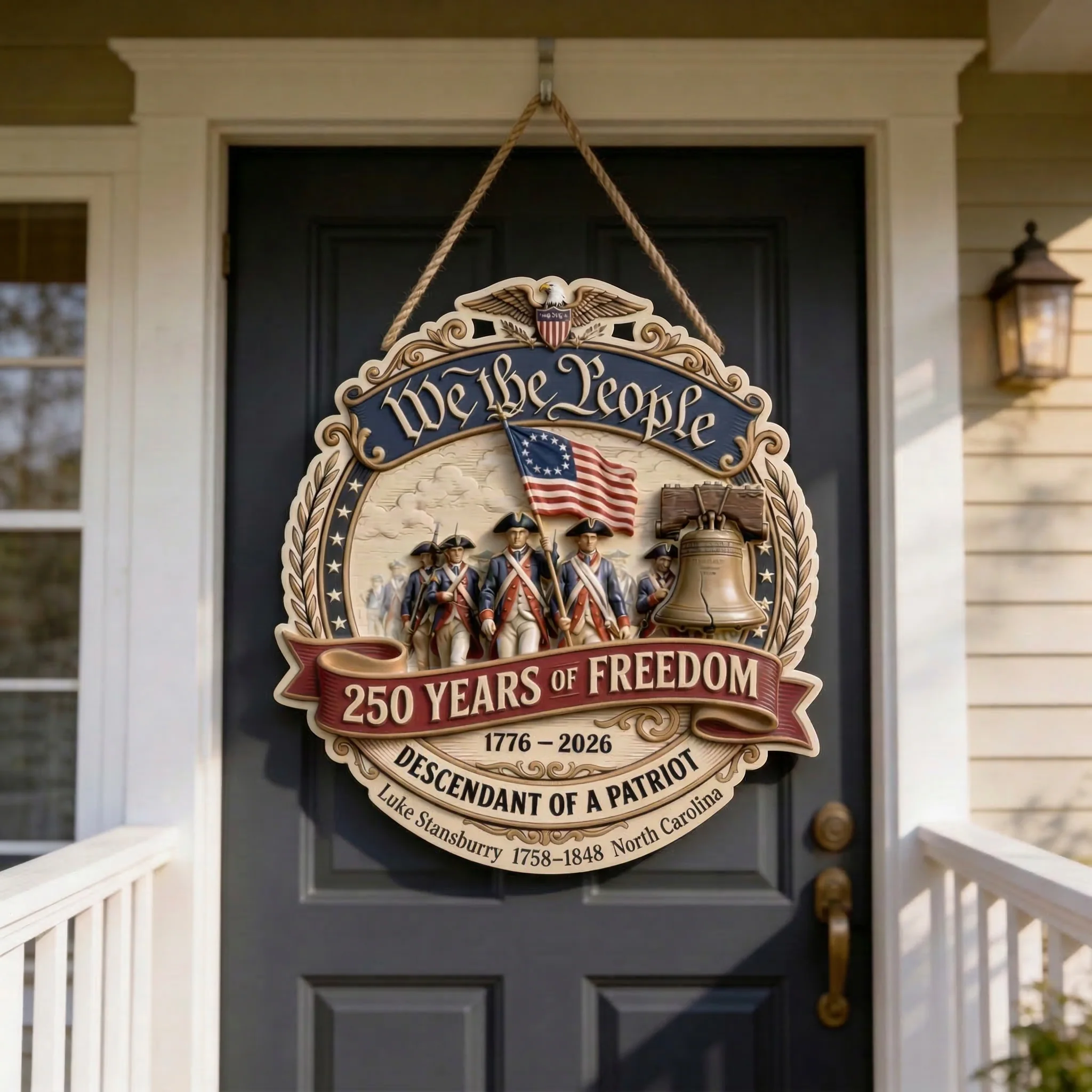 We The People USA Descendant of A Patriots - Personalized Wood Sign - Patriotic Gift For Family | HN02