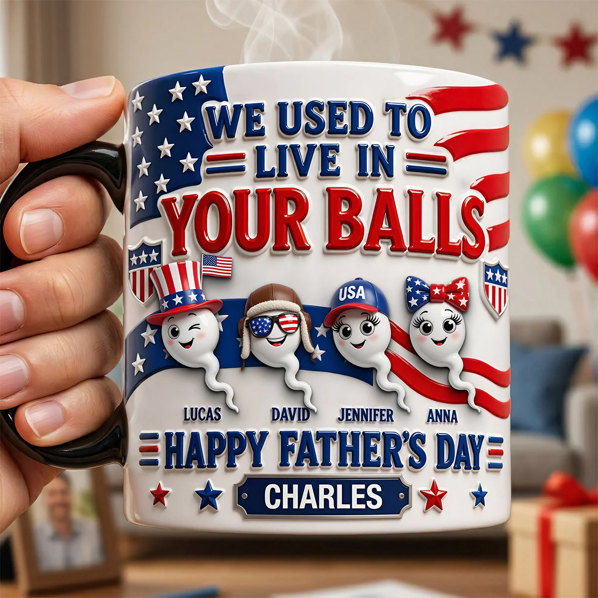 We Used To Live In Your Balls - Personalized Ceramic Mug - Gift For Father's Day