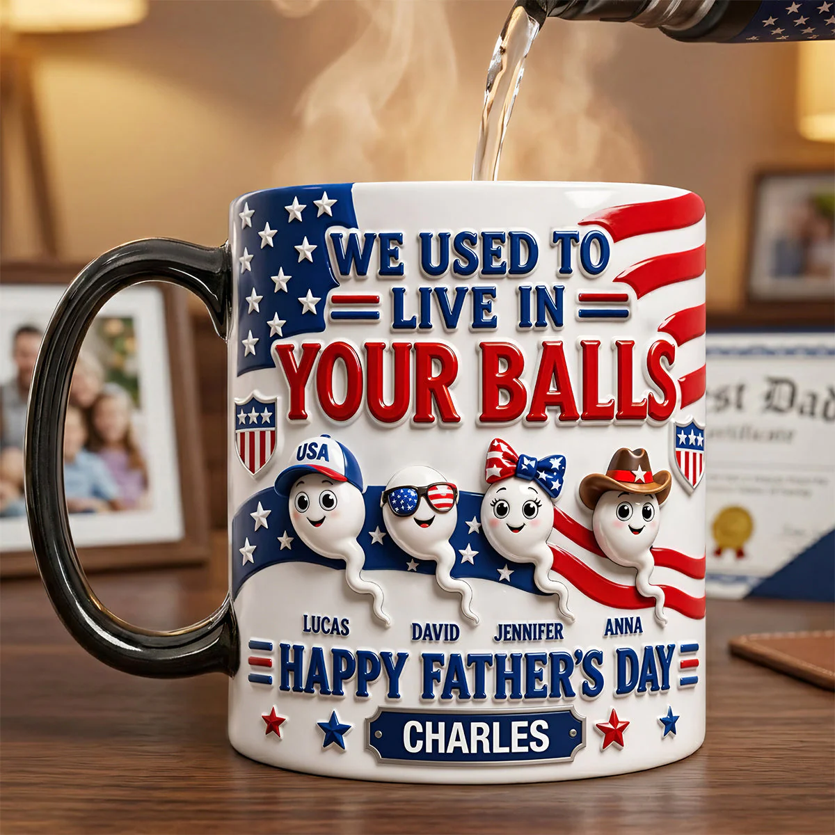 We Used To Live In Your Balls - Personalized Ceramic Mug - Gift For Father's Day - Image 3