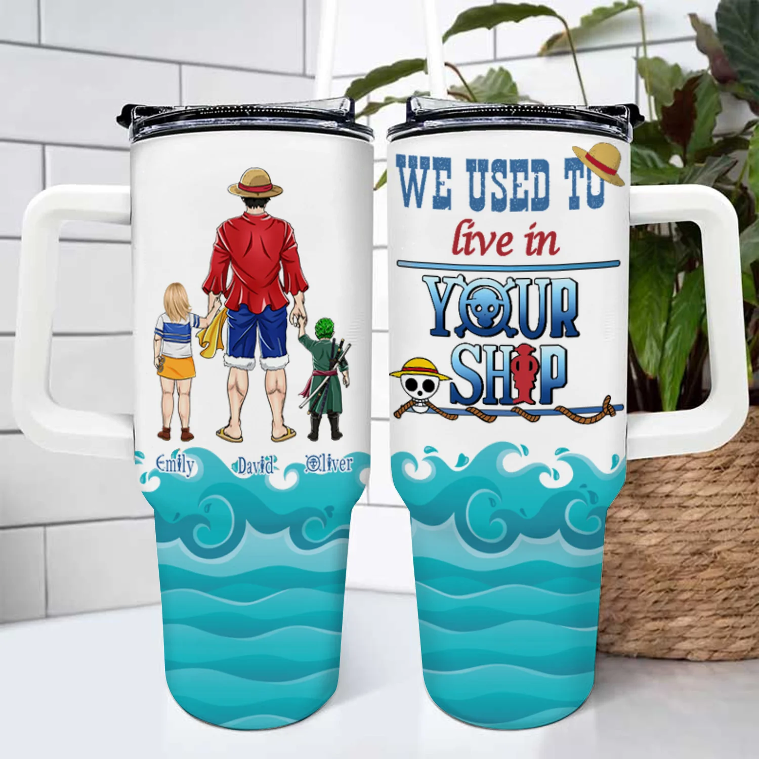 OnPi Pirate Adventure We Used To Live In Your Ship - Gift For Father's Day, Dad, Husband - Personalized 40oz Tumbler Cup With Straw CL11 NA94 - Image 2