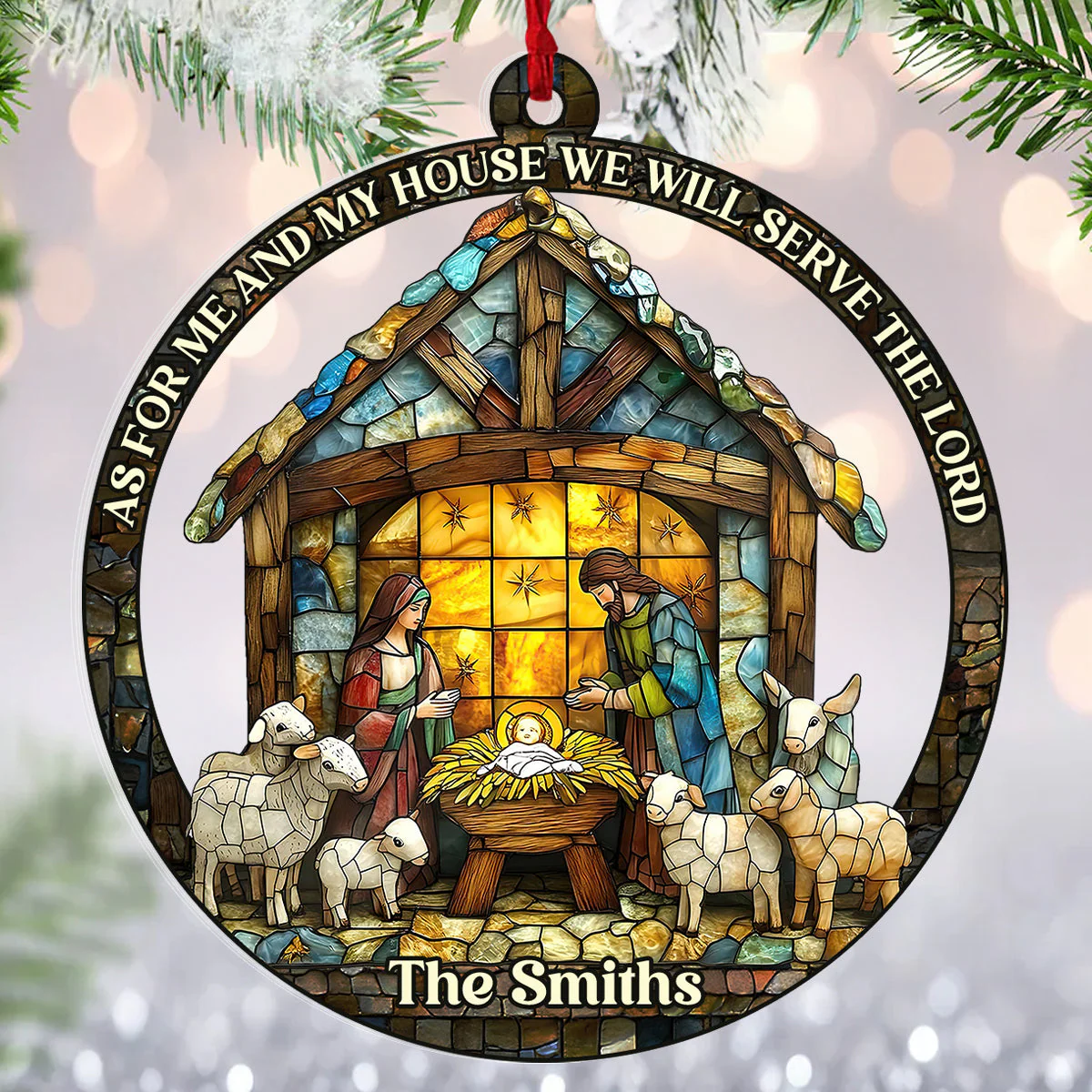 We Will Serve The Lord - Personalized Acrylic Ornament - Gift For Christmas, For Family HL128