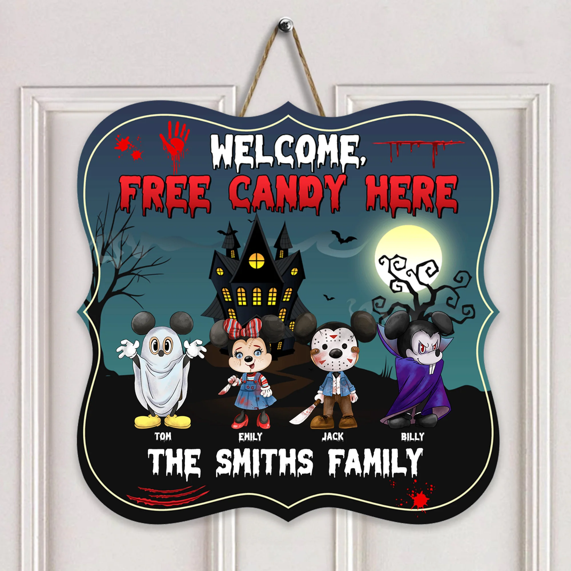 Welcome Free Candy Here Horror Halloween - Personalized Shaped Wood Sign - CL15 NA94 - Image 4