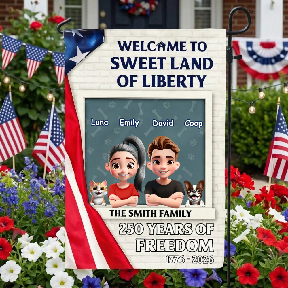 Welcome To Sweet Land Of Liberty - Personalized Metal Sign - Patriotic Gift For Family, Pet Lovers | CLP16 HN02