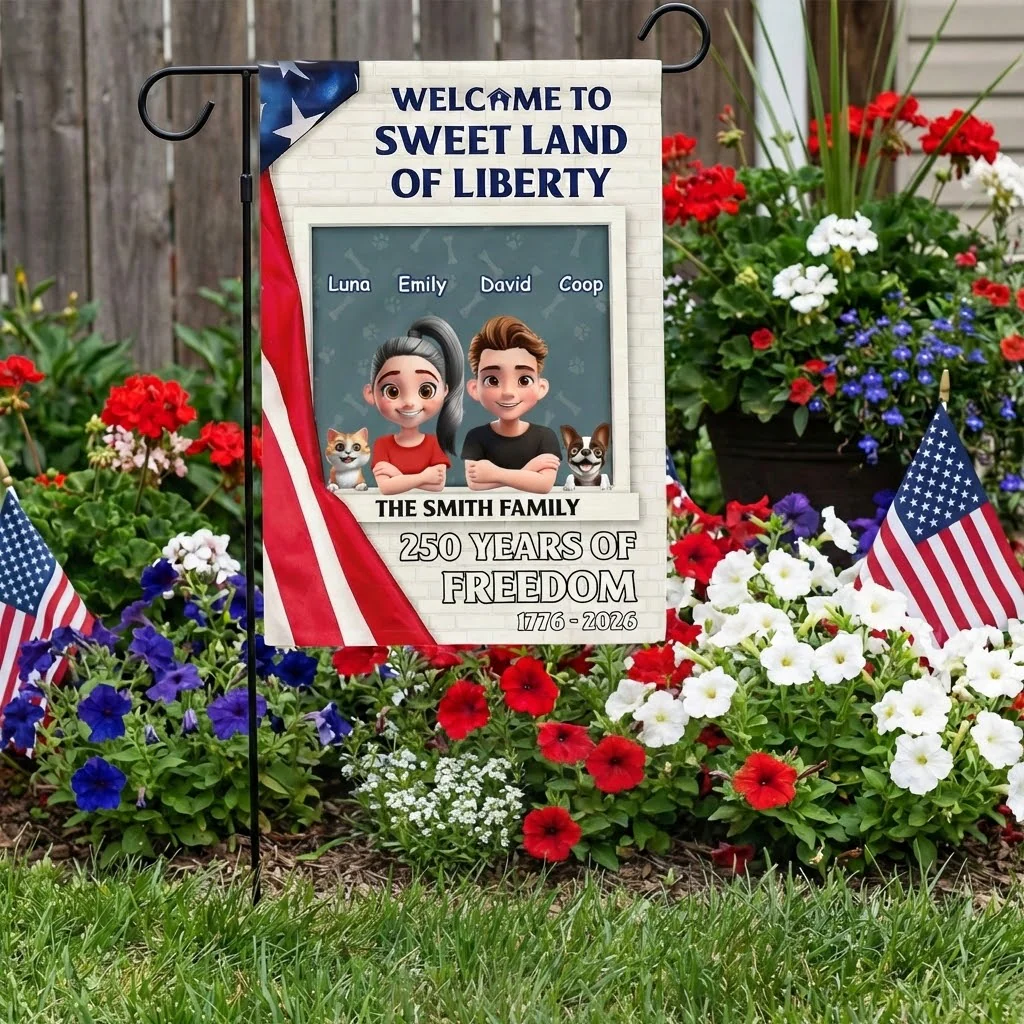 Welcome To Sweet Land Of Liberty - Personalized Metal Sign - Patriotic Gift For Family, Pet Lovers | CLP16 HN02 - Image 2