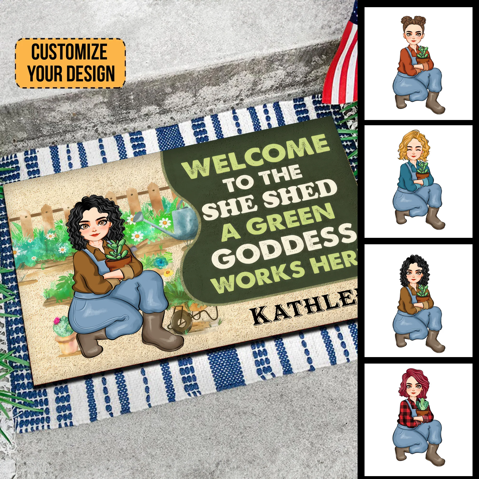 Welcome To The She Shed A Green Goddess Works Here - Personalized Doormat - Gift For Gardening Lovers, Gardeners | GR17 NH96 - Image 4