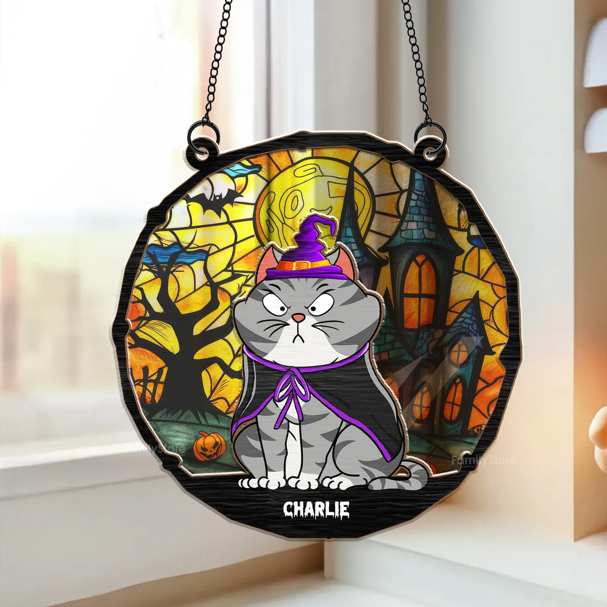 Well, It's Halloween - Gift For Cat Lovers - Personalized Window Hanging Window Hanging Suncatcher Ornament - CLP01 NA94