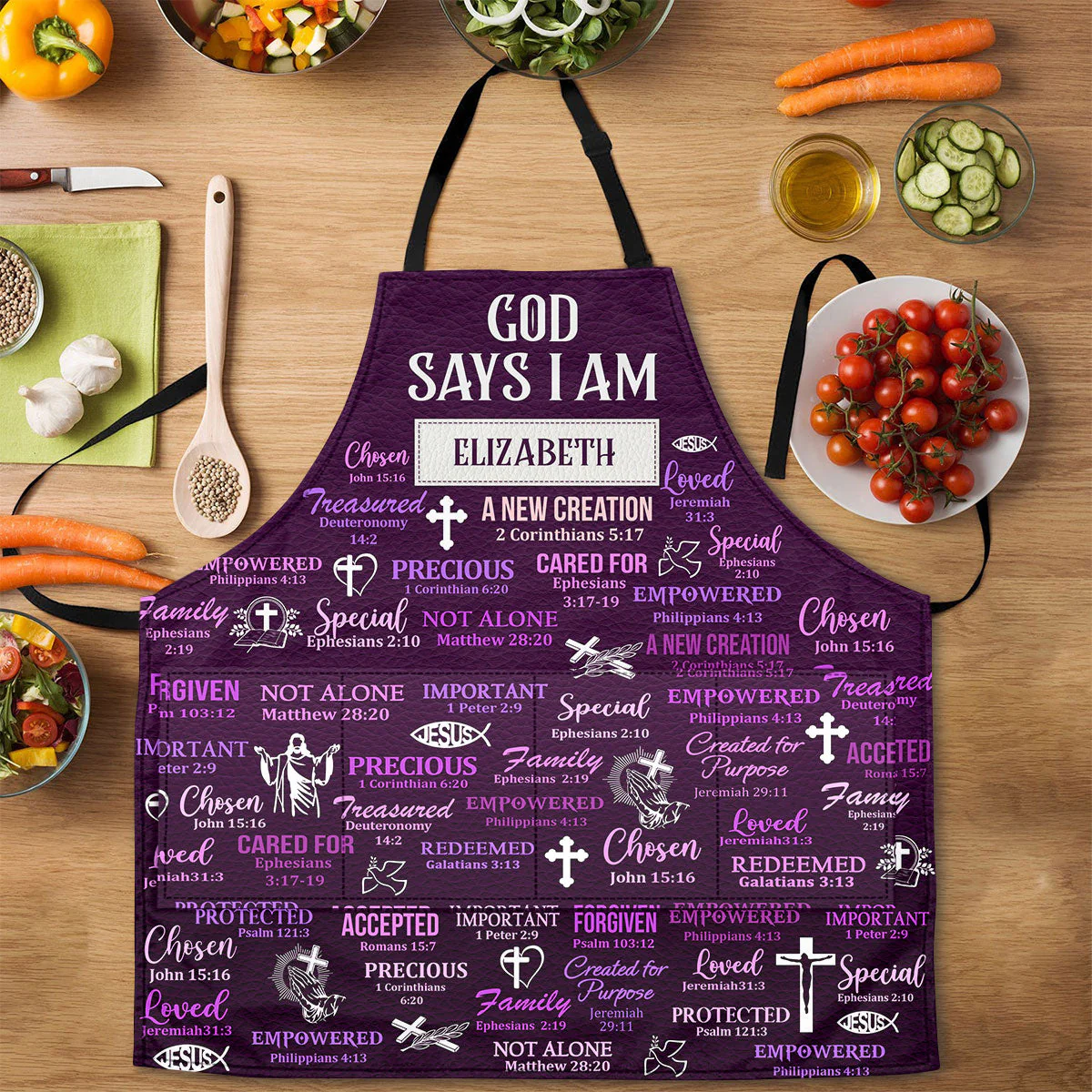 What God Says About You - Personalized Apron With Pocket - Christant Gift for Grandma - Image 3