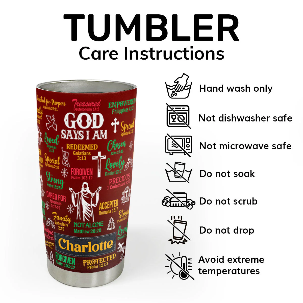 What God Says About You | Personalized Stainless Steel Tumbler - Image 4