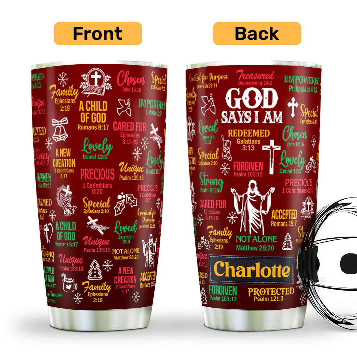 What God Says About You | Personalized Stainless Steel Tumbler - Image 6
