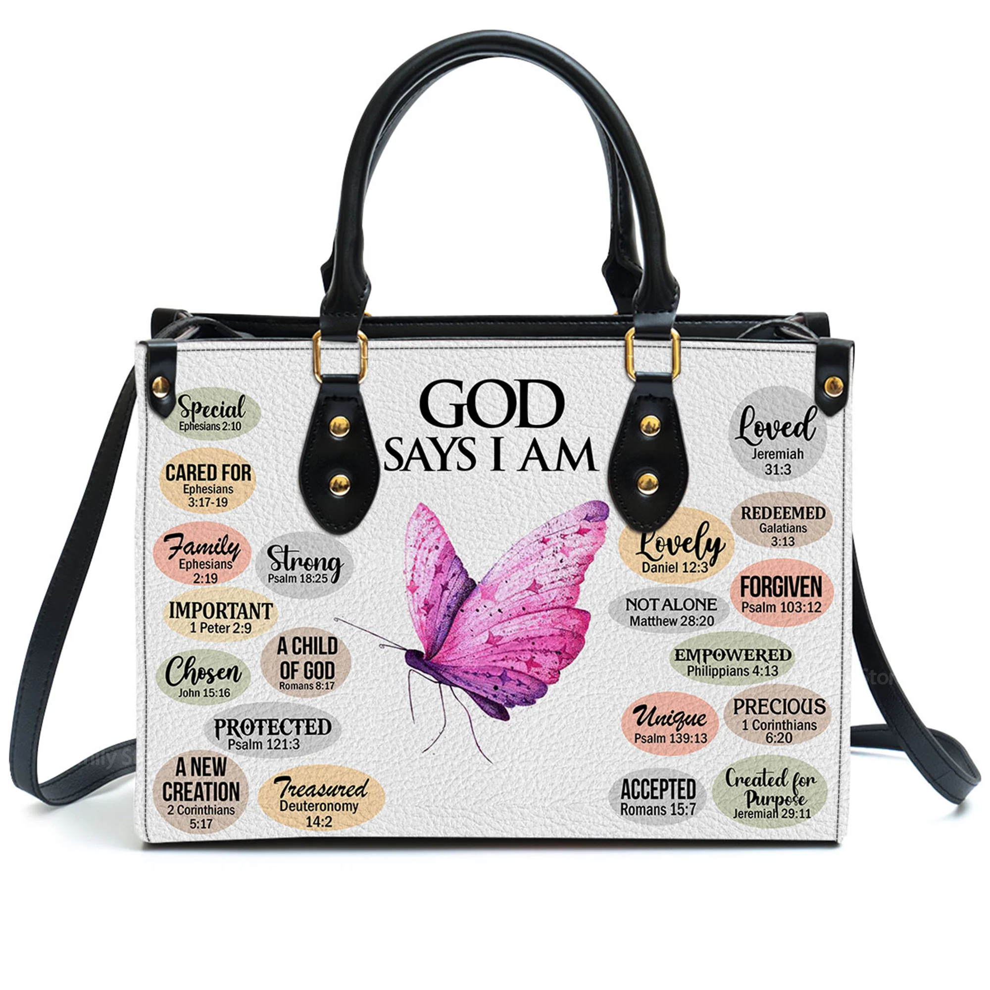 What God Says About You - Thoughtful Gift For Christians - Personalized Leather Handbag With Handle - AT4080920 - Image 2