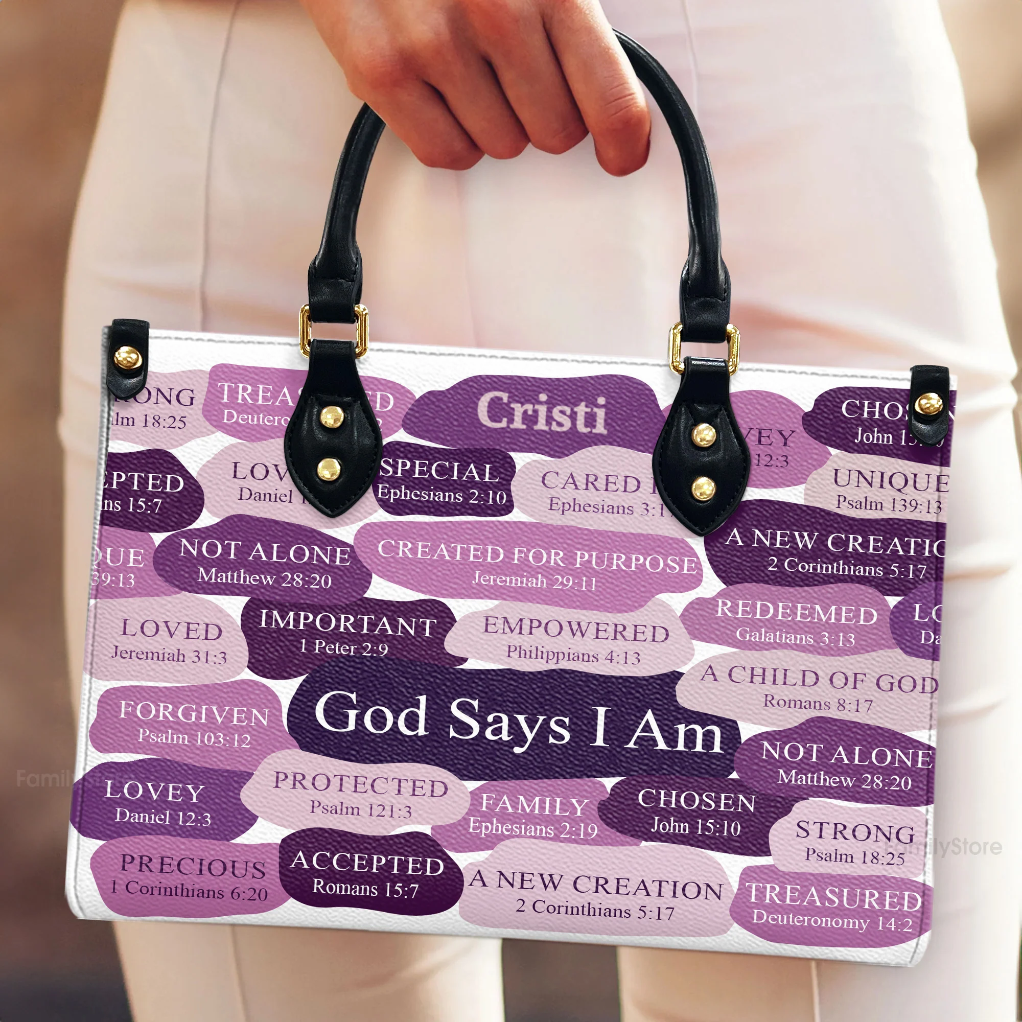 What God Says About You - Unique Personalized Leather Handbag - AT4081243 - Image 4