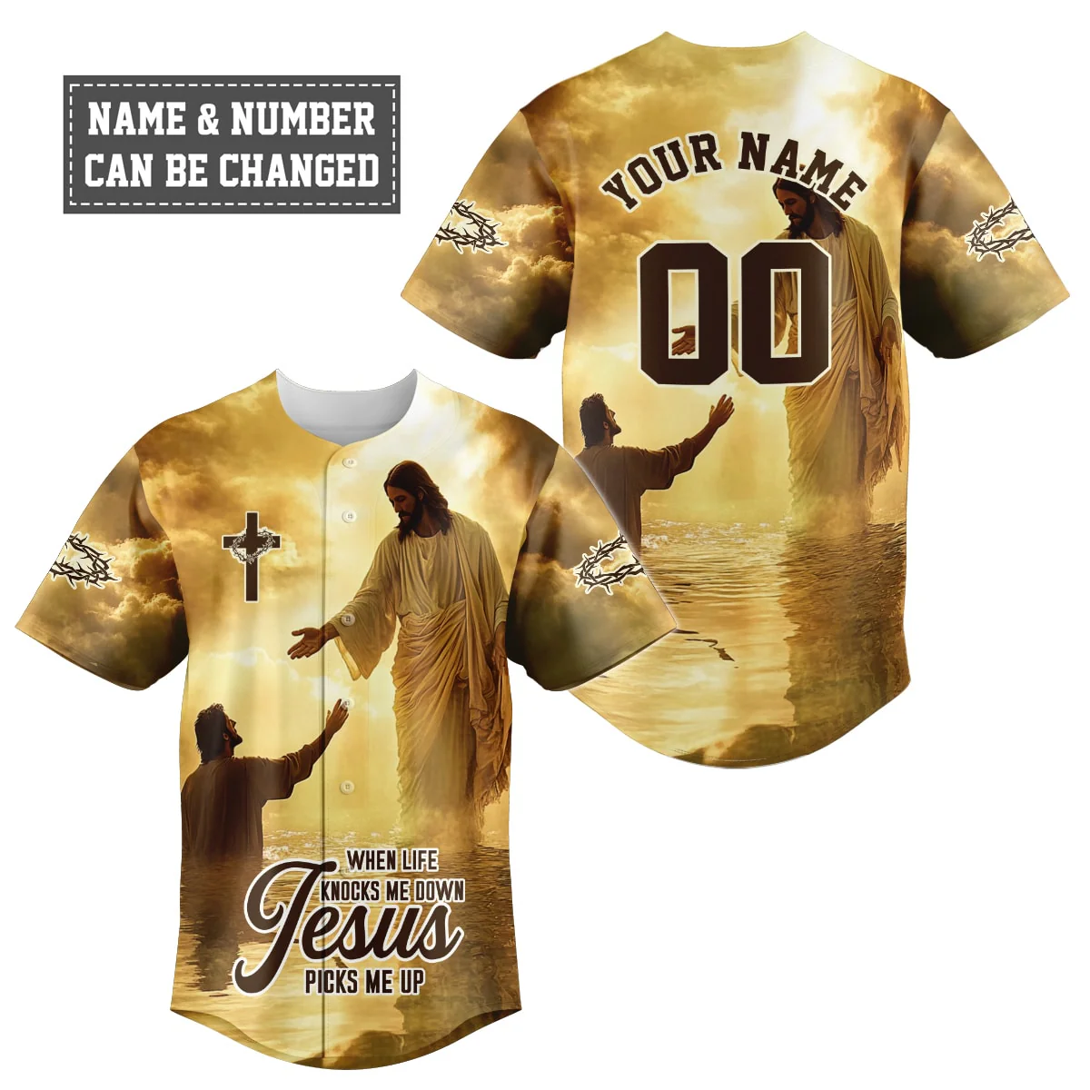 When Life Knocks Me Down Jesus Picks Me Up Baseball Jersey Bundle - Image 2