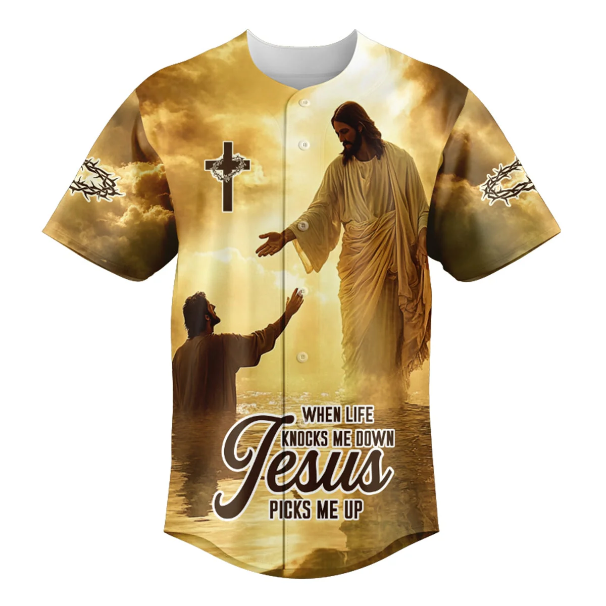 When Life Knocks Me Down Jesus Picks Me Up Baseball Jersey Bundle - Image 3