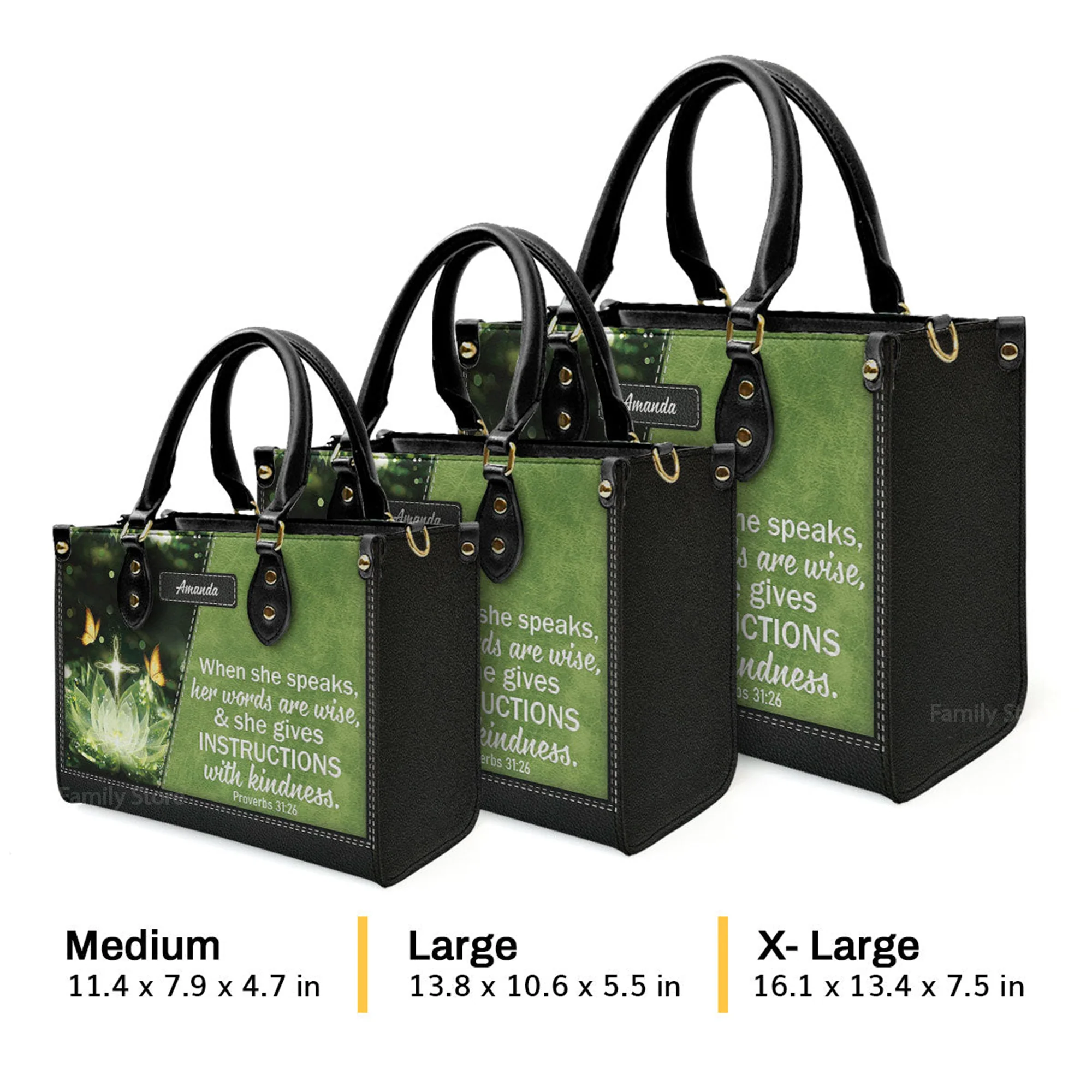 When She Speaks, Her Words Are Wise - Thoughtful Gift For Christians - Personalized Leather Handbag With Handle - AT4080807 - Image 4