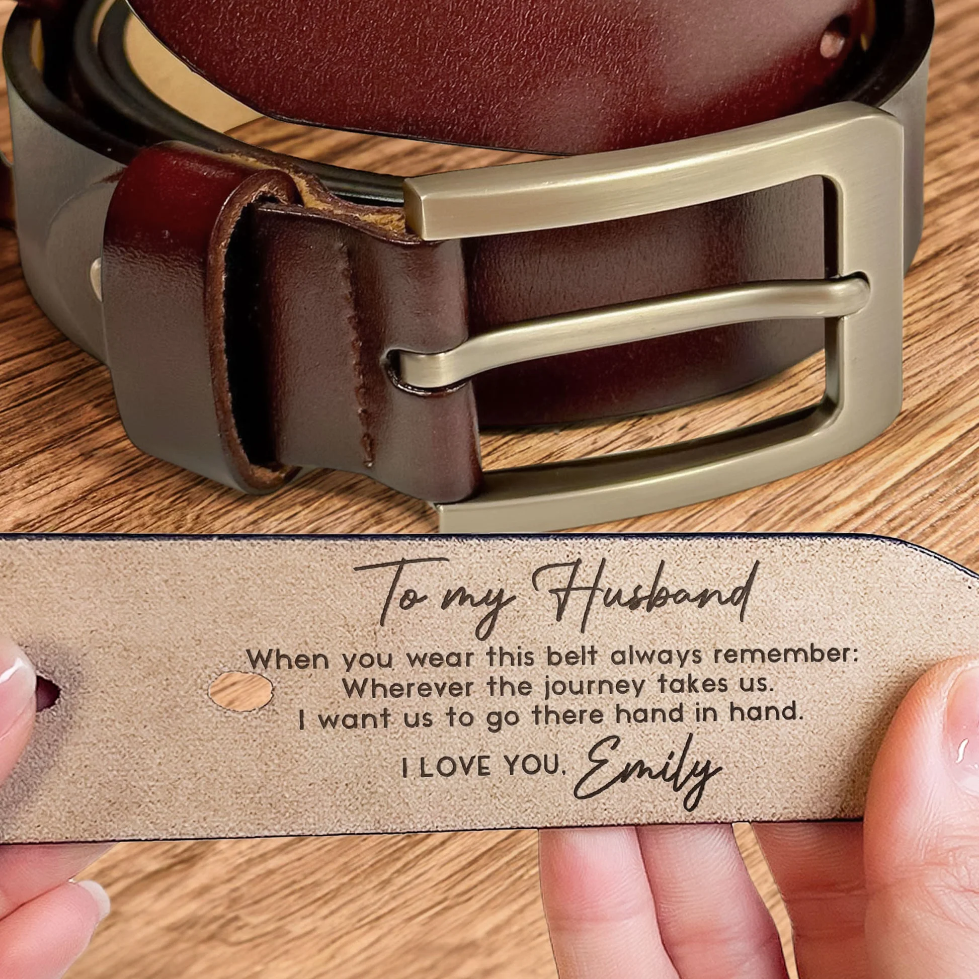 When You Wear This Belt Always Remember - Gift For Husband - Personalized Engraved Leather Belt - Image 3